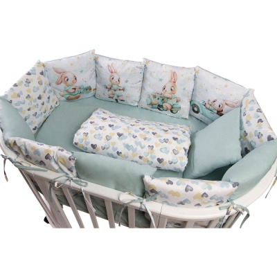 Комплект в кроватку Зайчонок 17 предметов Подушкино мятный